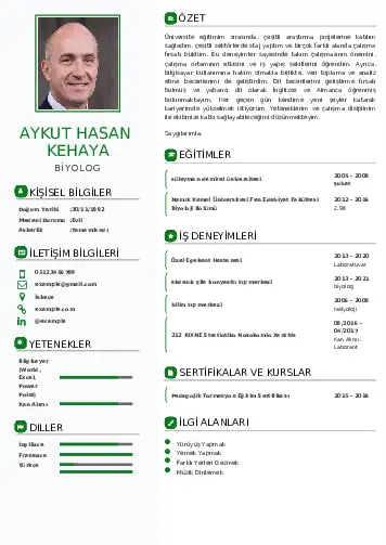 Biyolog CV Örnekleri cv indir